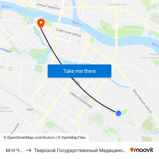 М-Н Чайка to Тверской Государственный Медицинский Университет map