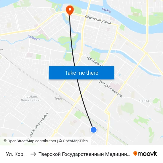 Ул. Королева to Тверской Государственный Медицинский Университет map
