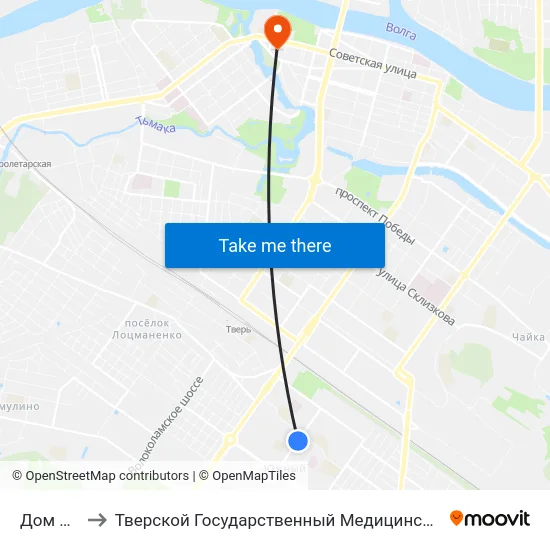 Дом Быта to Тверской Государственный Медицинский Университет map