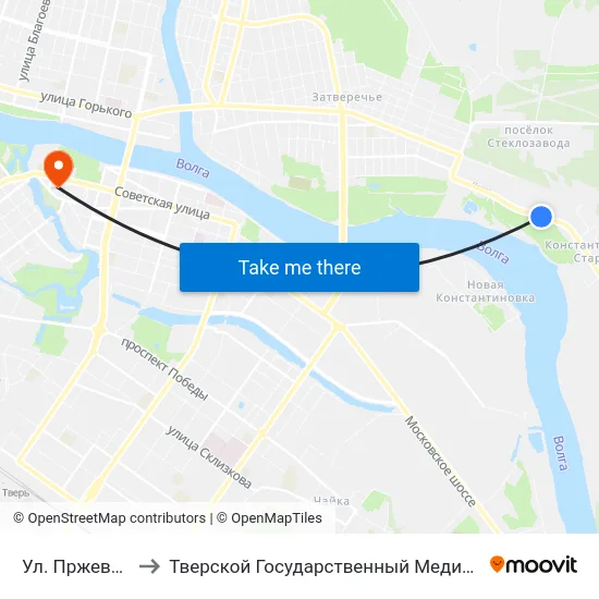 Ул. Пржевальского to Тверской Государственный Медицинский Университет map