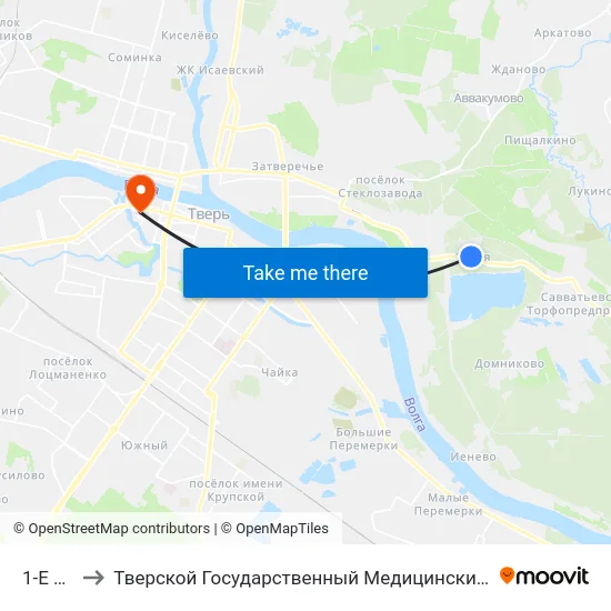 1-Е Мая to Тверской Государственный Медицинский Университет map