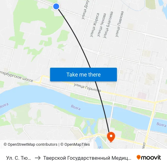 Ул. С. Тюленина to Тверской Государственный Медицинский Университет map