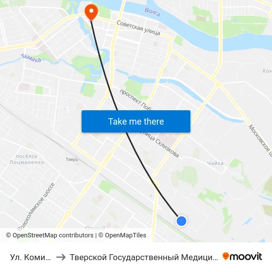 Ул. Коминтерна to Тверской Государственный Медицинский Университет map