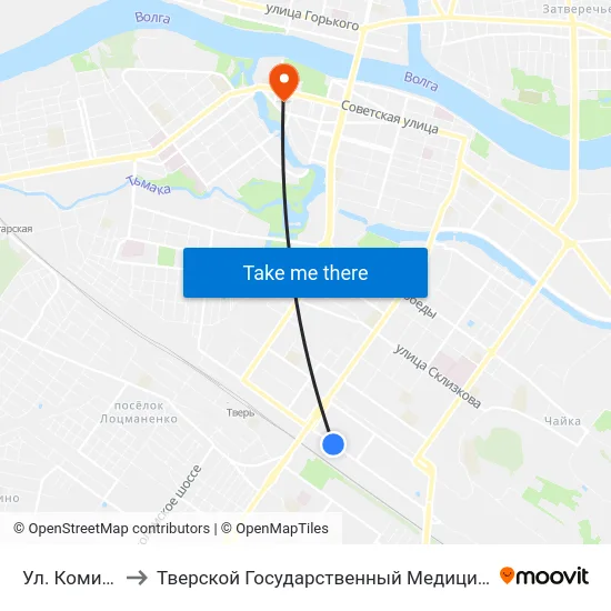 Ул. Коминтерна to Тверской Государственный Медицинский Университет map