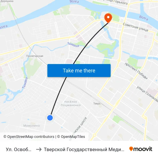 Ул. Освобождения to Тверской Государственный Медицинский Университет map