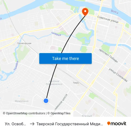Ул. Освобождения to Тверской Государственный Медицинский Университет map