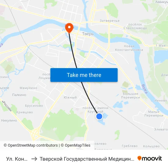 Ул. Конечная to Тверской Государственный Медицинский Университет map