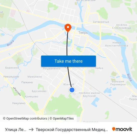 Улица Левитана to Тверской Государственный Медицинский Университет map