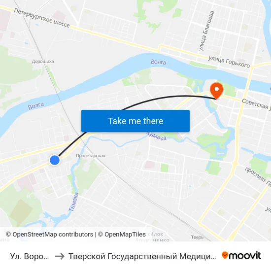 Ул. Воровского to Тверской Государственный Медицинский Университет map