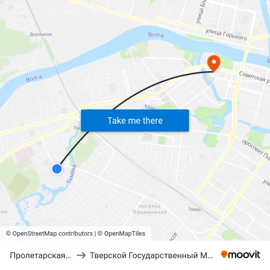 Пролетарская Набережная to Тверской Государственный Медицинский Университет map
