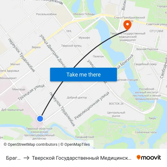 Брагина to Тверской Государственный Медицинский Университет map