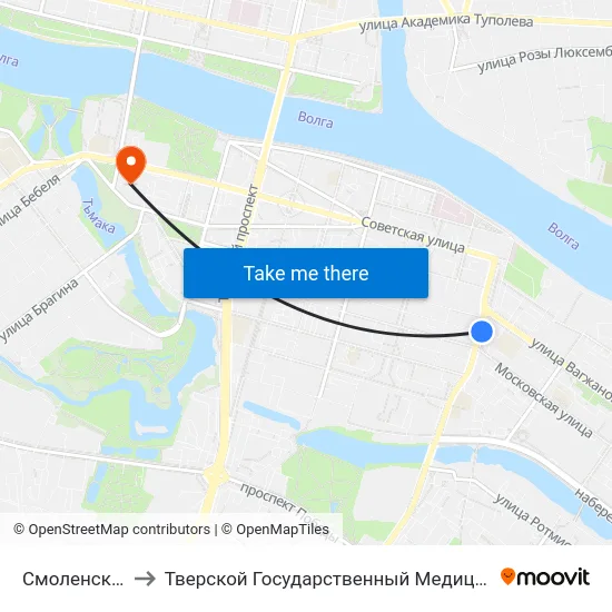 Смоленский Пер. to Тверской Государственный Медицинский Университет map