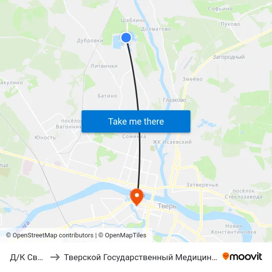 Д/К Светлый to Тверской Государственный Медицинский Университет map