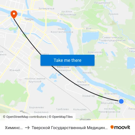 Химинститут to Тверской Государственный Медицинский Университет map