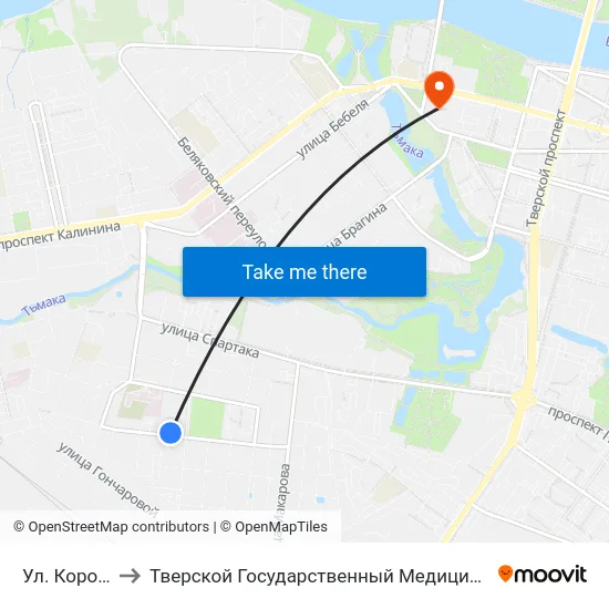 Ул. Коробкова to Тверской Государственный Медицинский Университет map