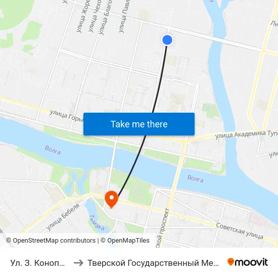 Ул. З. Коноплянниковой to Тверской Государственный Медицинский Университет map