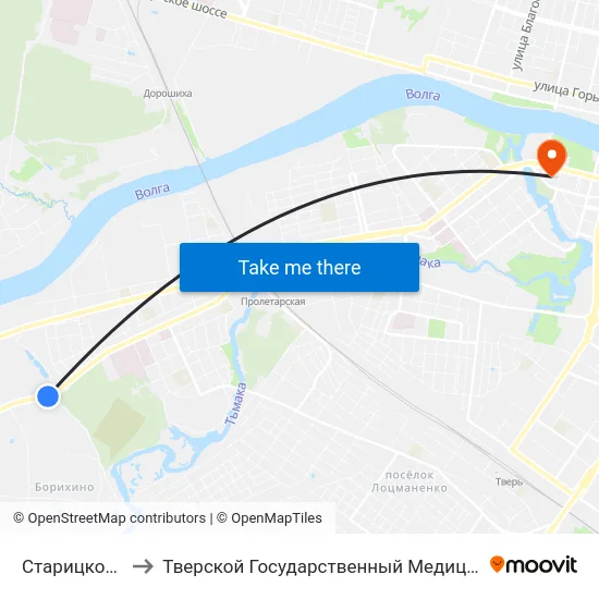 Старицкое Шоссе to Тверской Государственный Медицинский Университет map