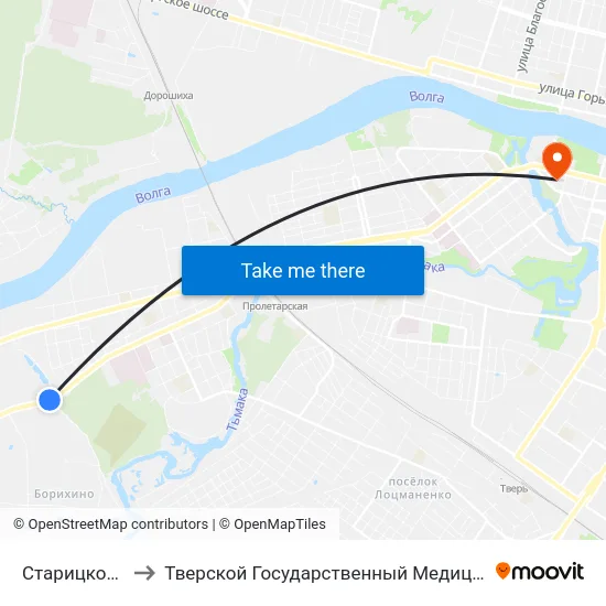 Старицкое Шоссе to Тверской Государственный Медицинский Университет map