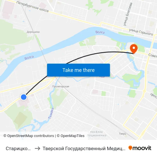 Старицкое Шоссе to Тверской Государственный Медицинский Университет map
