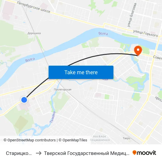 Старицкое Шоссе to Тверской Государственный Медицинский Университет map