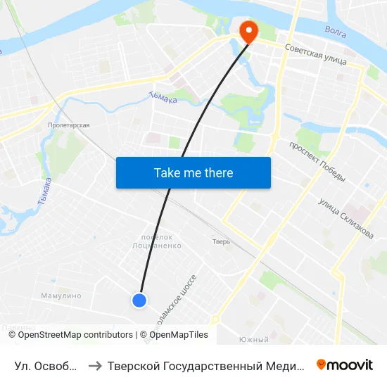 Ул. Освобождения to Тверской Государственный Медицинский Университет map