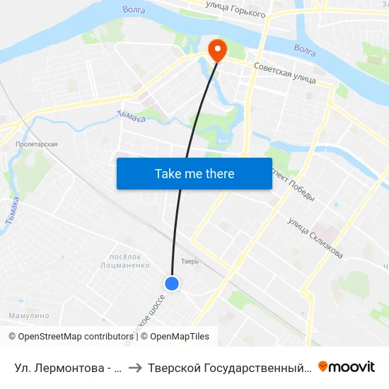 Ул. Лермонтова - Волоколамское Ш. to Тверской Государственный Медицинский Университет map
