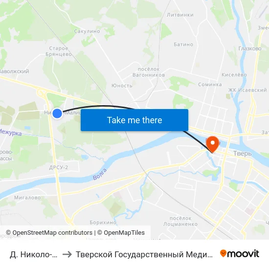 Д. Николо- Малица to Тверской Государственный Медицинский Университет map