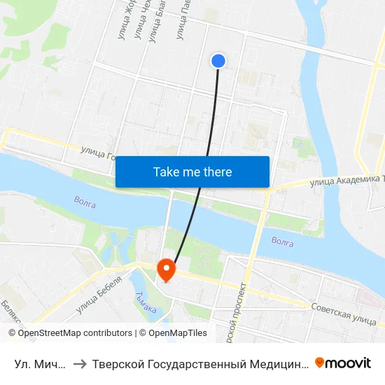 Ул. Мичурина to Тверской Государственный Медицинский Университет map