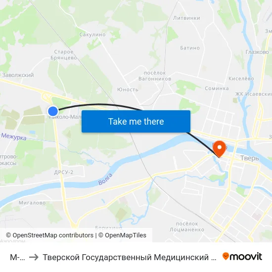 М-10 to Тверской Государственный Медицинский Университет map