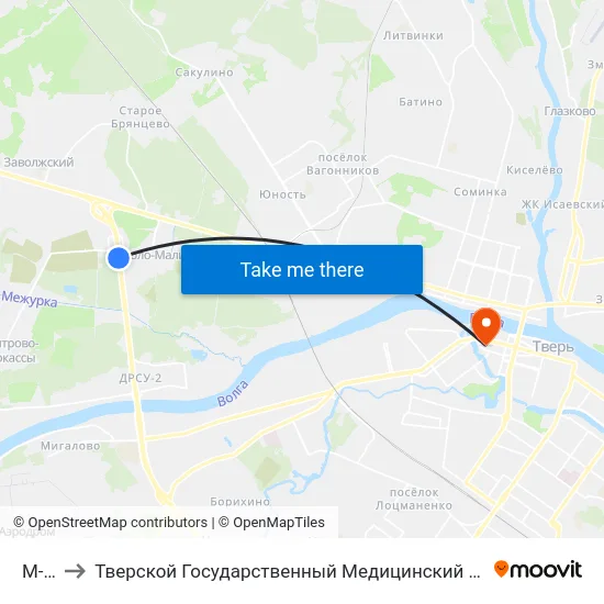 М-10 to Тверской Государственный Медицинский Университет map