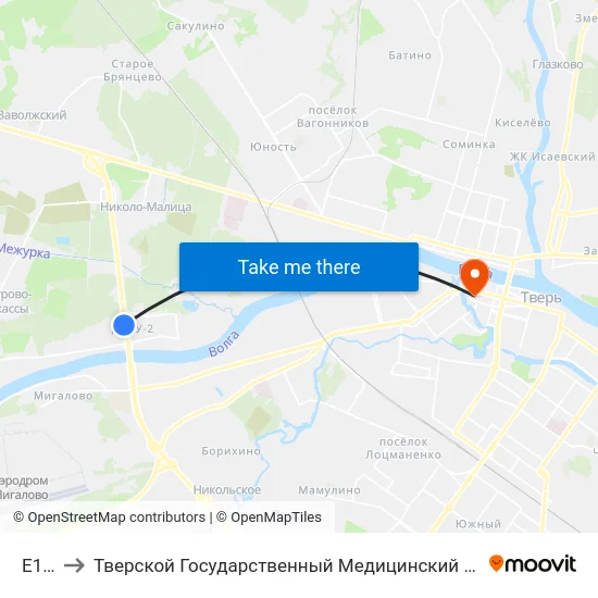 E105 to Тверской Государственный Медицинский Университет map