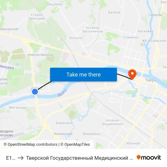 E105 to Тверской Государственный Медицинский Университет map