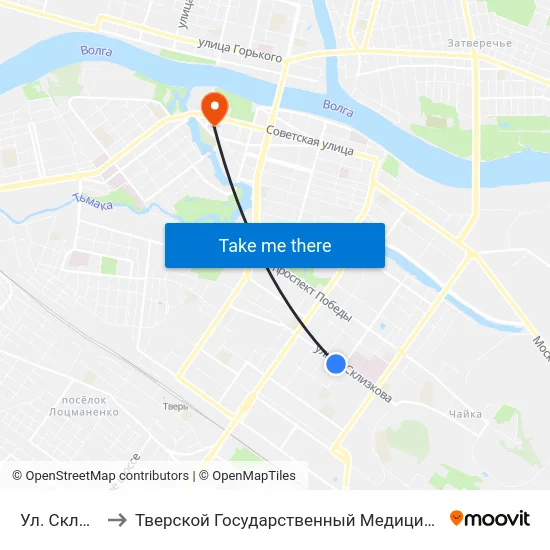 Ул. Склизкова to Тверской Государственный Медицинский Университет map