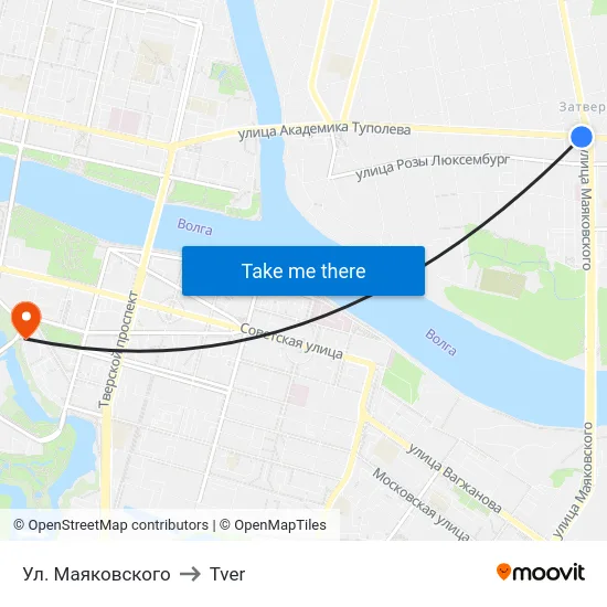 Ул. Маяковского to Tver map