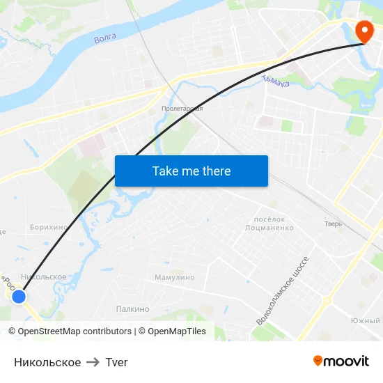 Никольское to Tver map