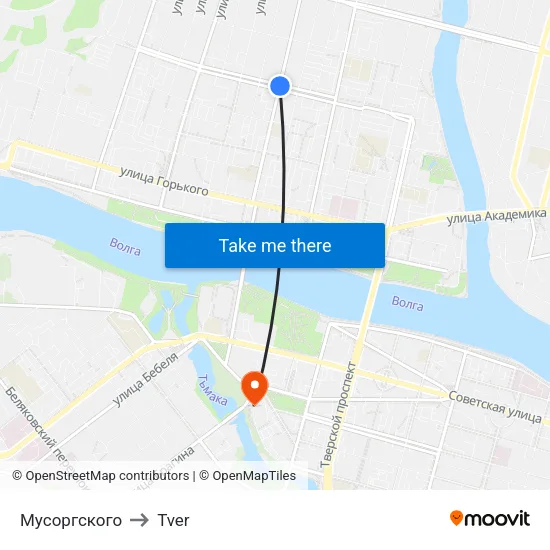 Musorgsky to Tver map