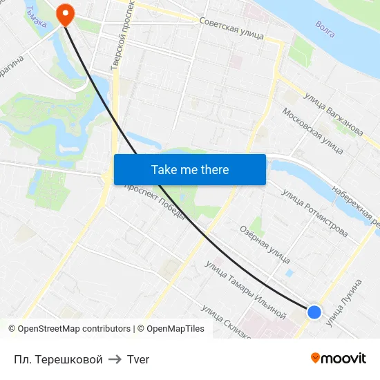 Пл. Терешковой to Tver map