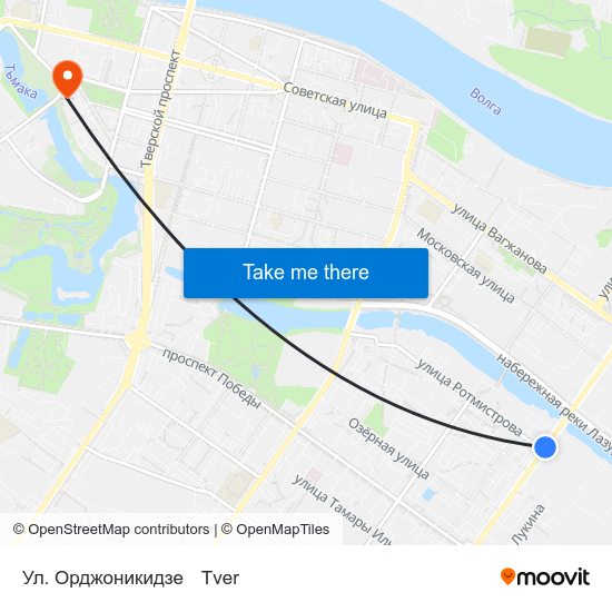 Ул. Орджоникидзе to Tver map