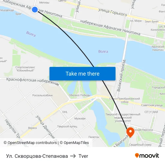 Ул. Скворцова-Степанова to Tver map