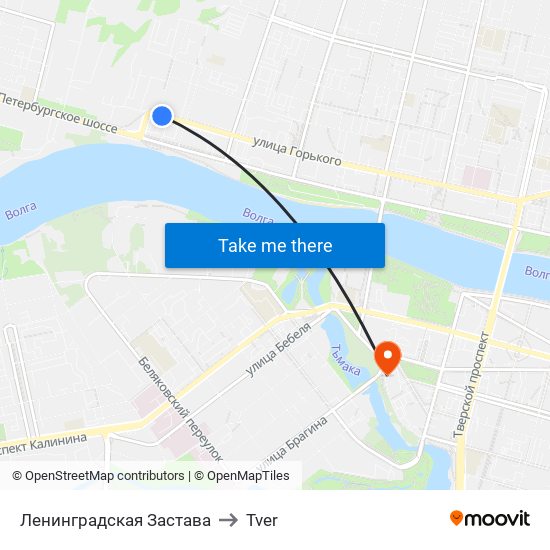 Ленинградская Застава to Tver map