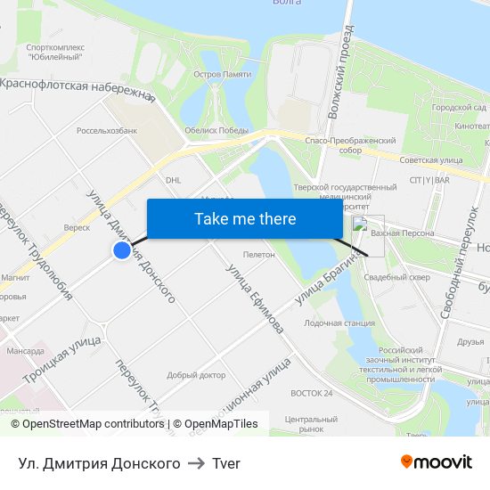 Ул. Дмитрия Донского to Tver map