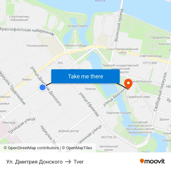 Ул. Дмитрия Донского to Tver map