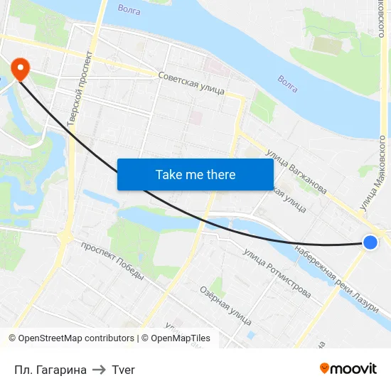 Пл. Гагарина to Tver map