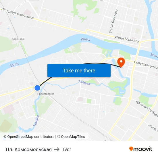 Пл. Комсомольская to Tver map