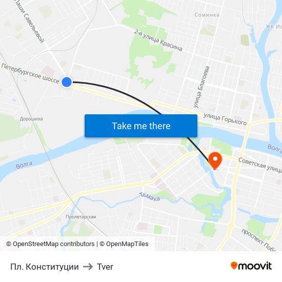 Пл. Конституции to Tver map