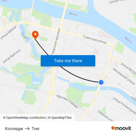 Колледж to Tver map