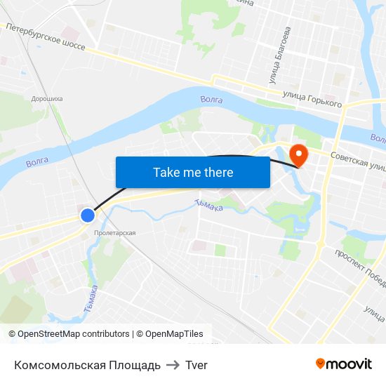 Комсомольская Площадь to Tver map