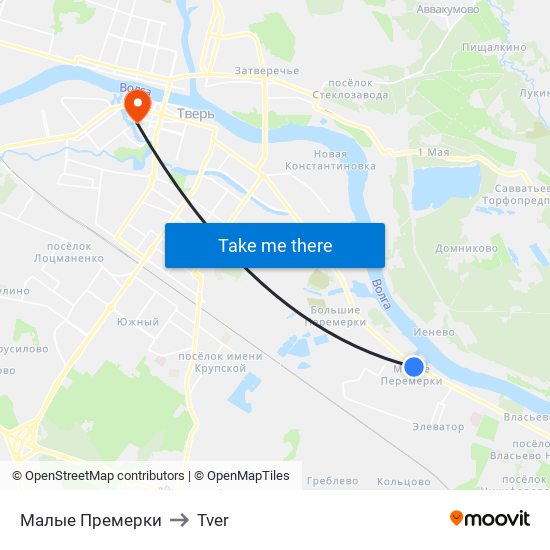 Малые Премерки to Tver map