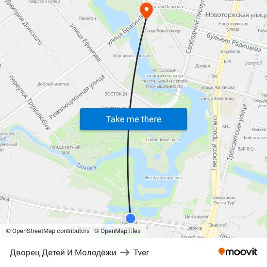 Дворец Детей И Молодёжи to Tver map