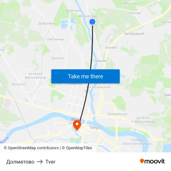 Долматово to Tver map